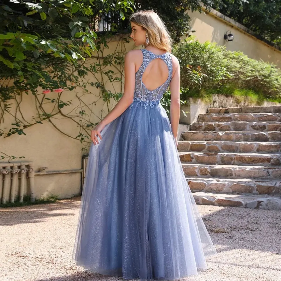 Robe en tulle bleue princesse