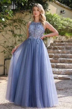 Robe en tulle bleue princesse