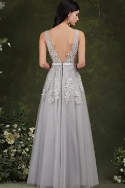 Robe en tulle longue avec appliqués