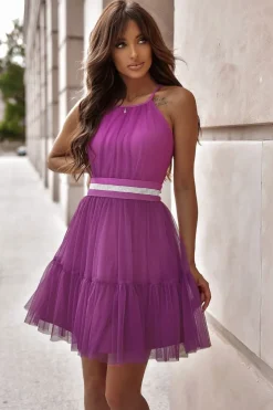 Robe en tulle violette courte