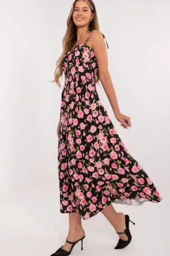 Robe fleurie à boutons fendue