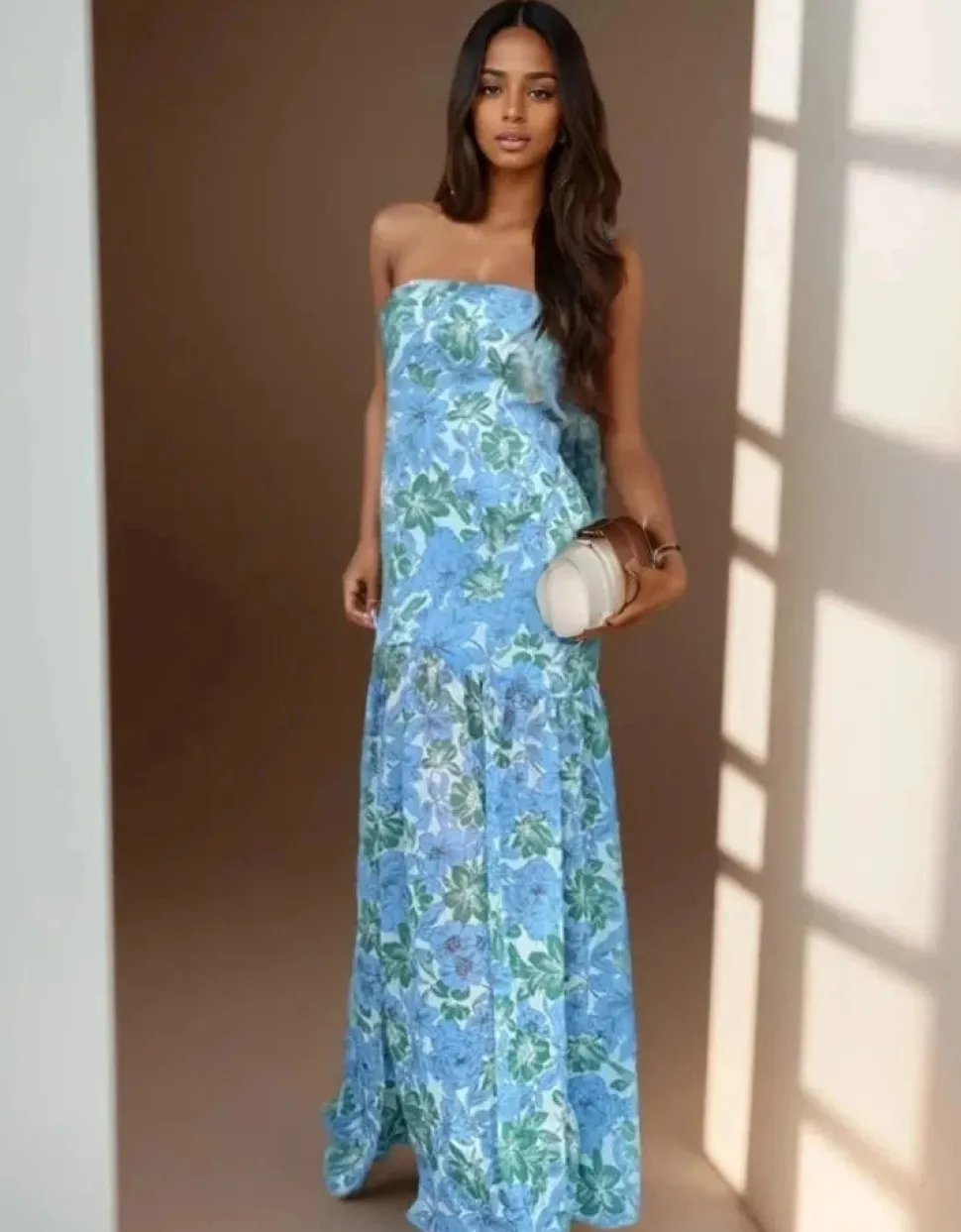 Robe fleurie bustier longue