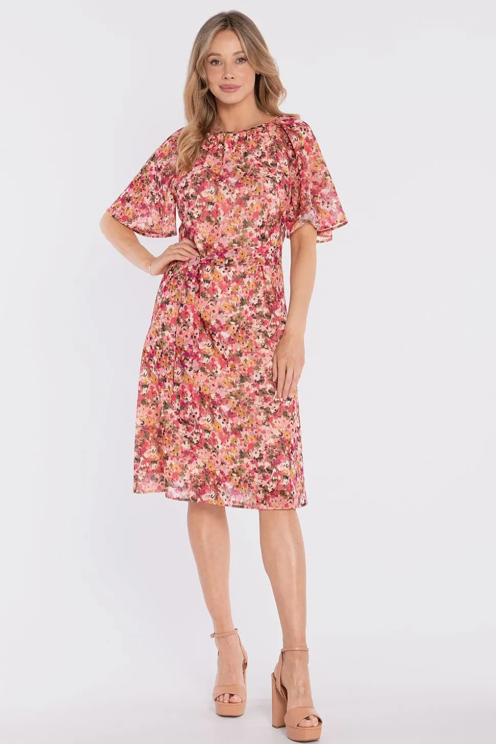 Robe fleurie d'été manches courtes