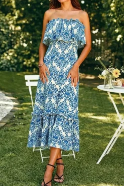 Robe florale bustier bohème midi