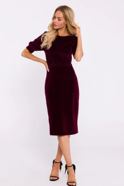 Robe fourreau midi chic manches longues