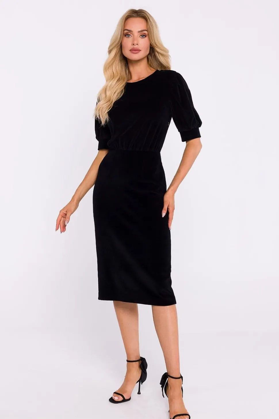 Robe fourreau midi chic manches longues