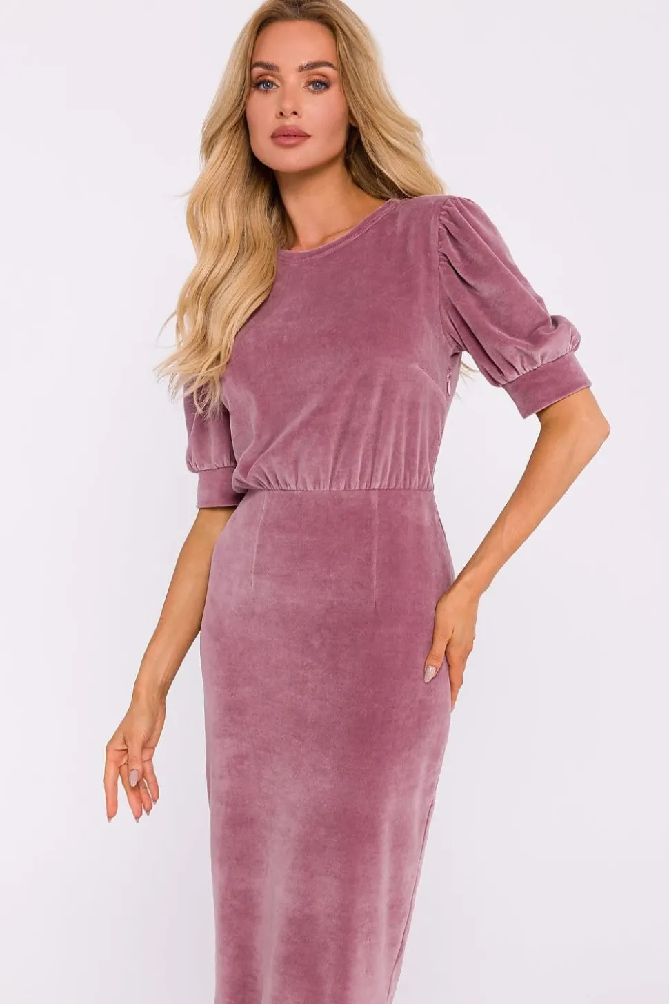 Robe fourreau midi chic manches longues