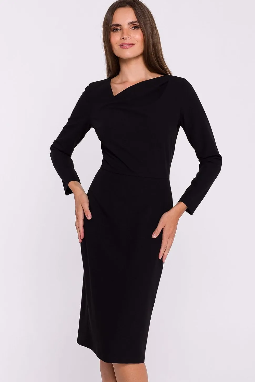Robe fourreau midi manche longue