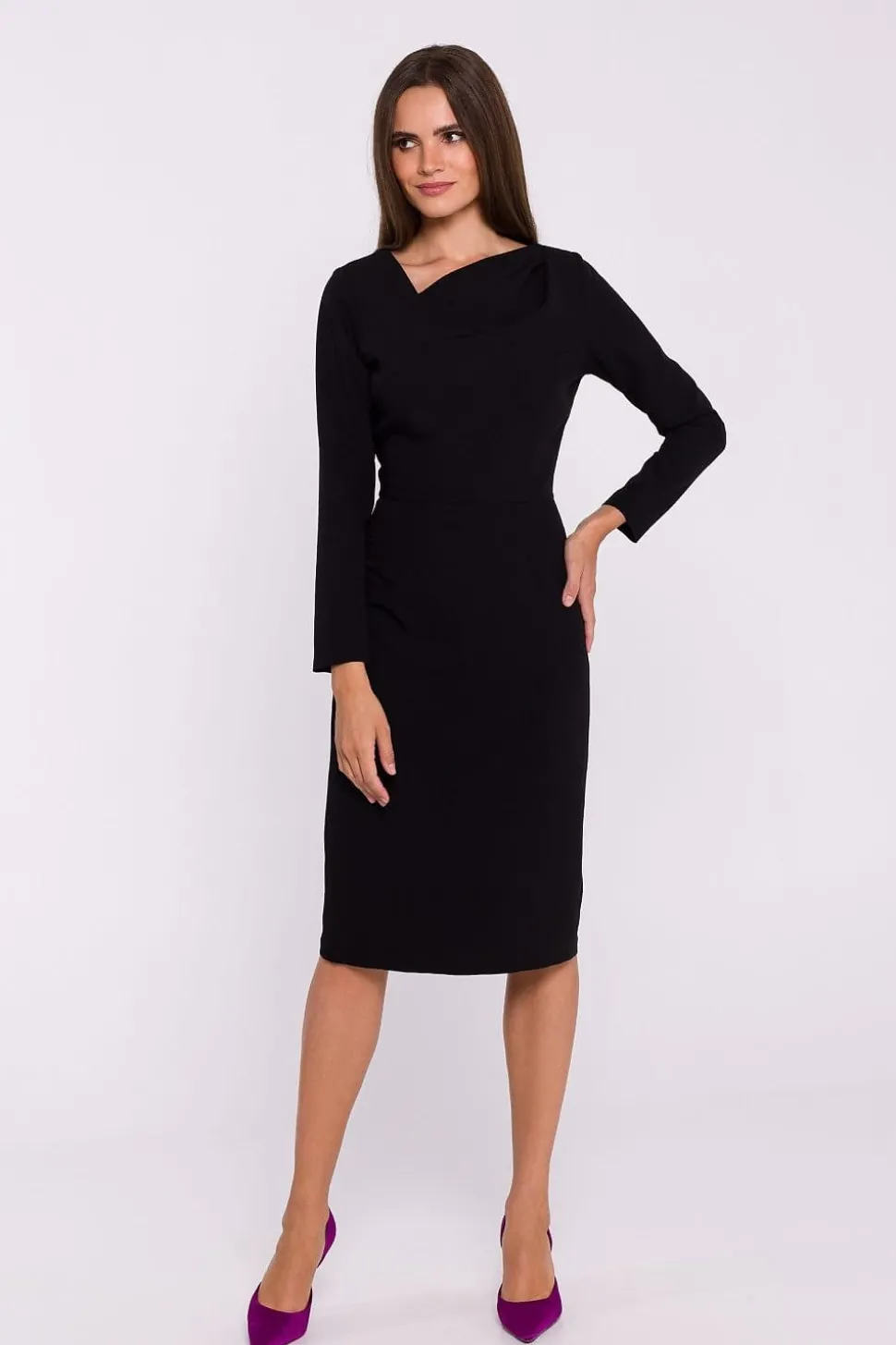 Robe fourreau midi manche longue