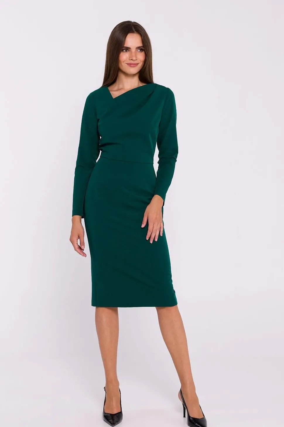 Robe fourreau midi manche longue
