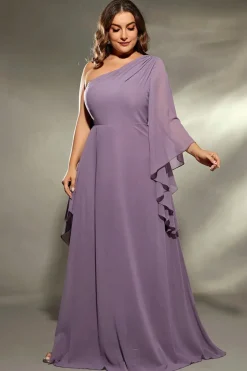 Robe grande taille violette épaule dénudée