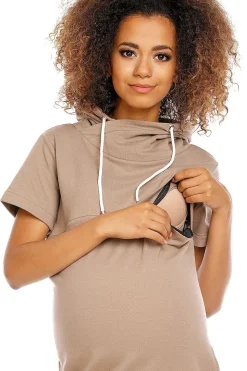 Robe grossesse beige casual manches courtes