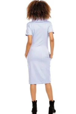 Robe grossesse casual bleue midi