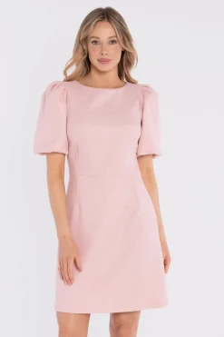 Robe habillée courte rose manches bouffantes