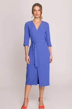 Robe habillée midi droite manches 3/4