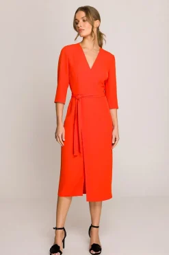 Robe habillée midi droite manches 3/4