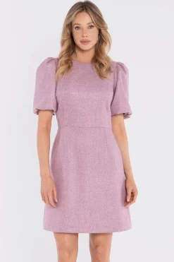Robe habillée rose courte manches bouffantes
