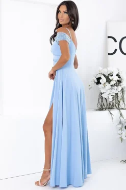 Robe invitée au mariage longue bleue