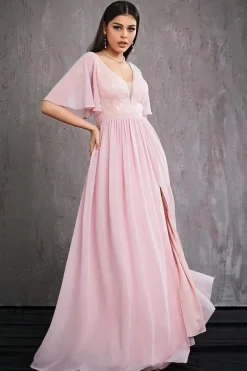 Robe invitée au mariage rose longue fendue