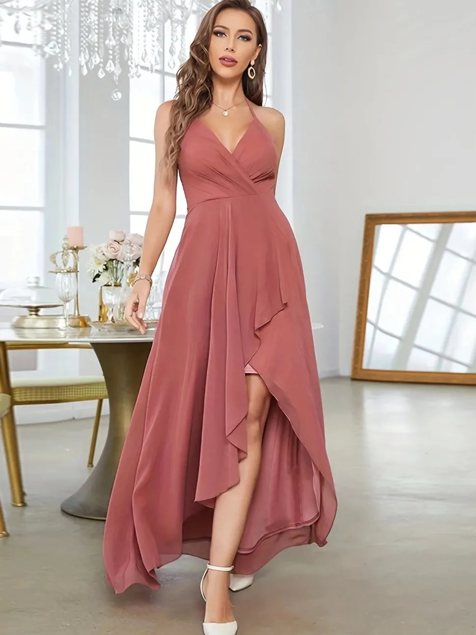Robe invitée de mariage chic asymétrique