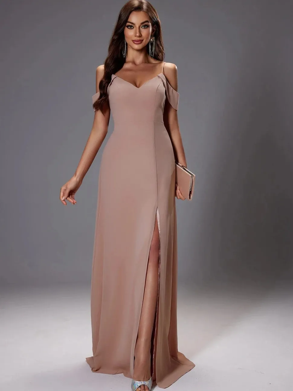 Robe invitée de mariage chic beige