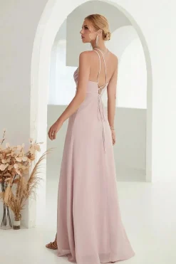 Robe invitée de mariage fendue fluide chic