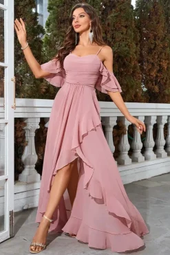 Robe invitée de mariage fluide asymétrique