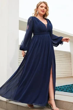Robe invitée de mariage grande taille manche longue