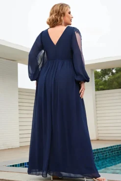 Robe invitée de mariage grande taille manche longue