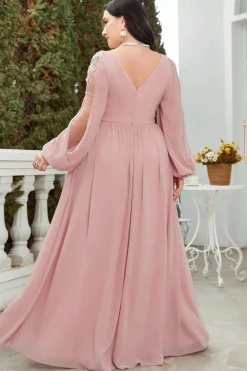 Robe invitée de mariage grande taille manche longue