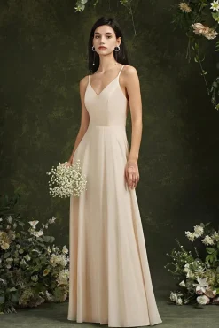 Robe invitée de mariage longue évasée à bretelles