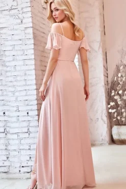 Robe invitée de mariage longue rose poudré