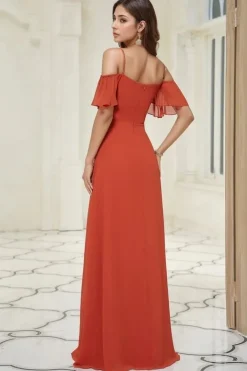 Robe invitée de mariage longue terracotta