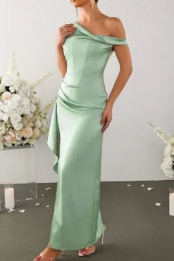 Robe invitée mariage vert sauge longue