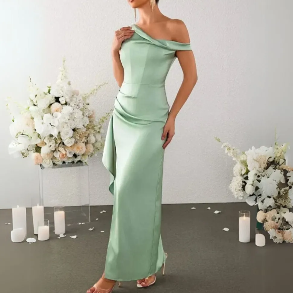 Robe invitée mariage vert sauge longue