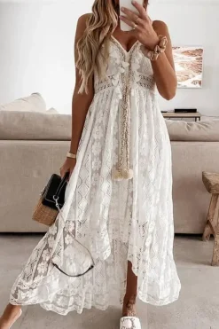 Robe longue bohème en dentelle