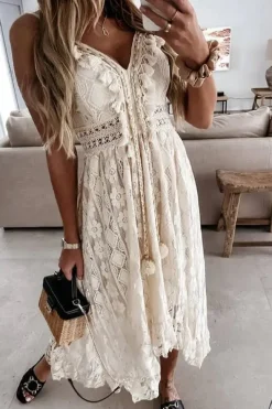 Robe longue bohème en dentelle