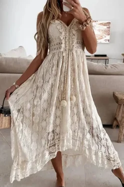 Robe longue bohème en dentelle
