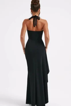 Robe longue bordeaux fendue