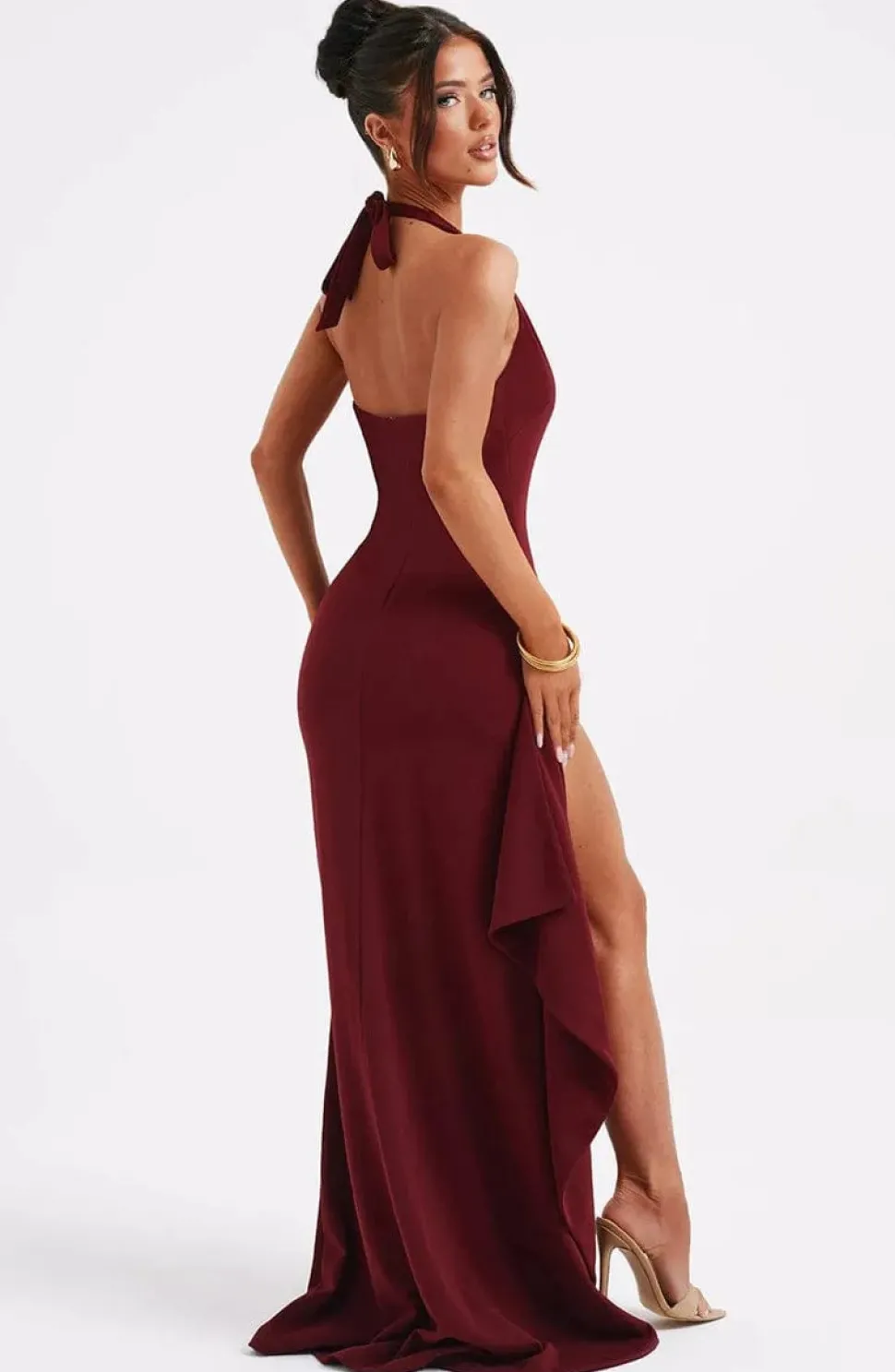 Robe longue bordeaux fendue