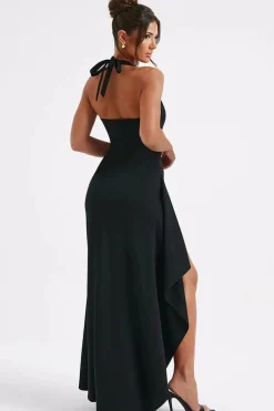 Robe longue bordeaux fendue