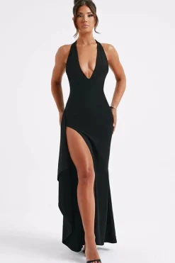 Robe longue bordeaux fendue