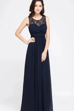 Robe longue demoiselle d'honneur haut en dentelle