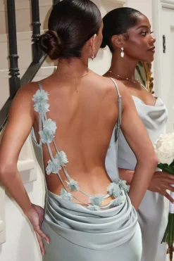Robe longue dos nu à brettelles spaghetti