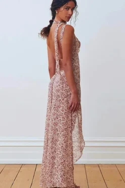 Robe longue fleurie dos nu