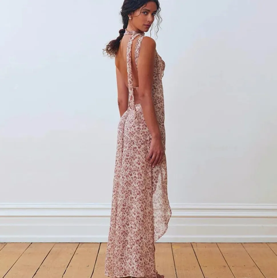 Robe longue fleurie dos nu