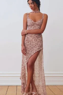 Robe longue fleurie dos nu