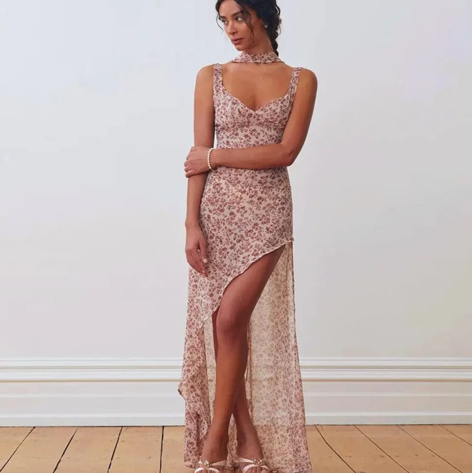 Robe longue fleurie dos nu