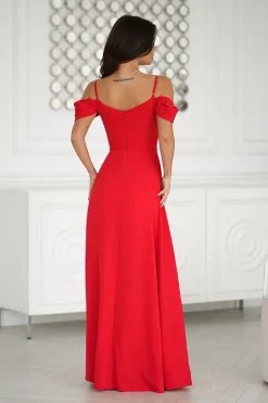Robe longue fluide chic bretelles tombantes fendue