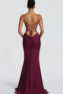 Robe longue moulante à bretelles fines et dos nu